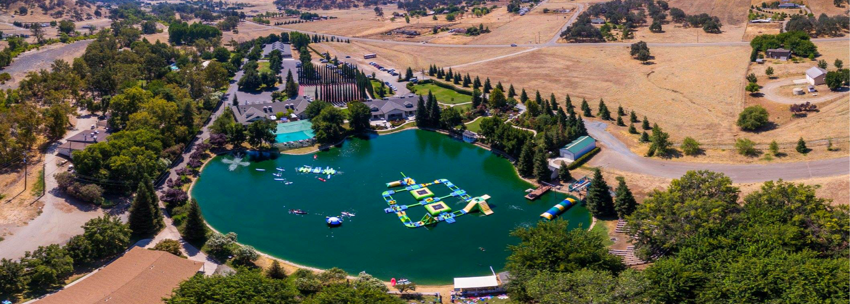 An aerial view of the lake area.