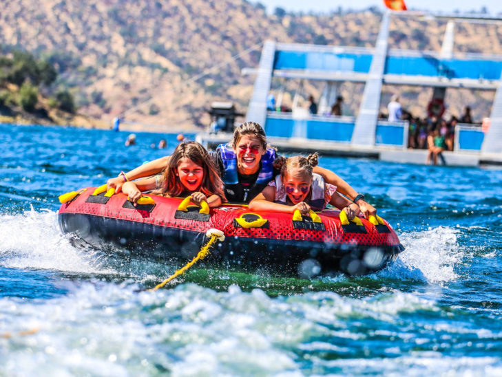 Campers having fun while tubing.